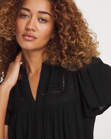 Crinkle Ladder Insert Blouse