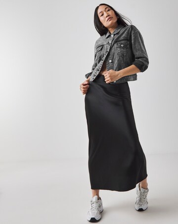 Washed Black Cropped Denim Jacket