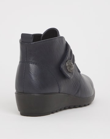 Cushion Walk Touch & Close Ankle Boot with Button Detail Wide E Fit