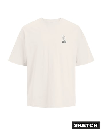 Jack & Jones Brake Bros Back Graphic T-Shirt - Cream
