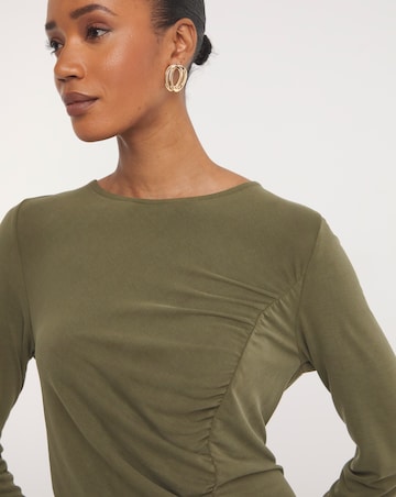 Jersey Model Ruched Seam Midi Dress