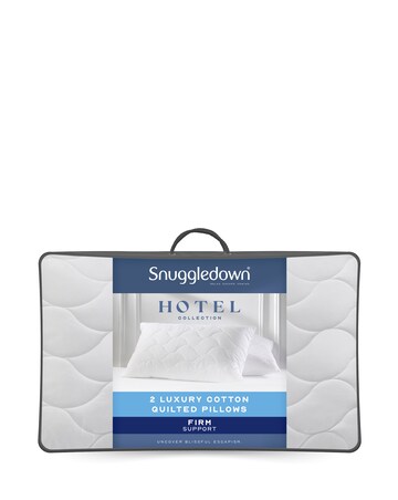 Snuggledown Luxury Cotton Quilted Firm Support Pillows - 2 Pack