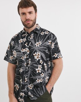 Jack &amp; Jones Hawaii Floral Shirt - Black
