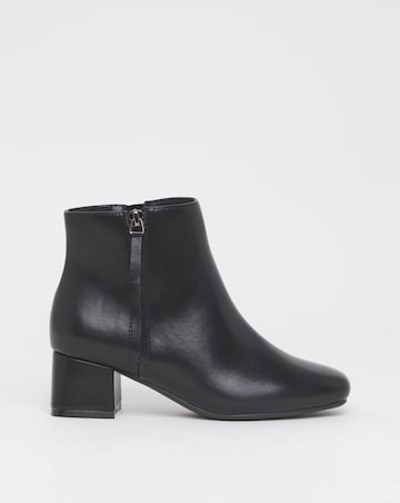 Francesca Low Block Heel Ankle Boots With Zip Detail - Extra Wide Fit (EEE)