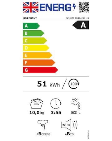 Hotpoint NSWM 1046 GG UK 10kg, 1400rpm, Washing Machine - Silver