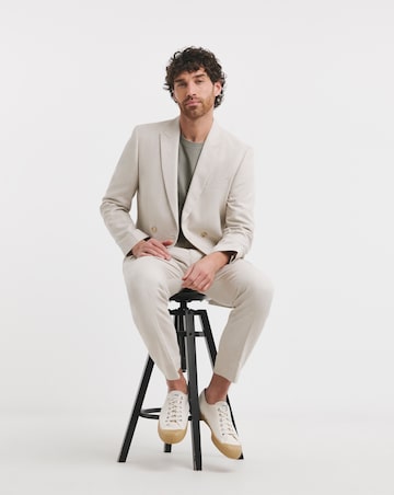 Linen Blend Double Breasted Suit Jacket