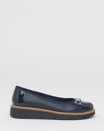 Heavenly Soles Soliel Low Wedge Ballerinas With Snaffle - Extra Wide Fit (EEE)