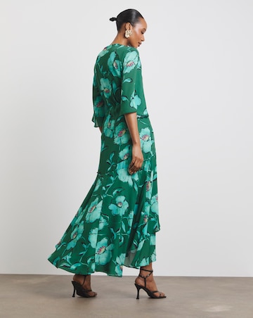 Joanna Hope Printed Wrap Dress with Angel Sleeves