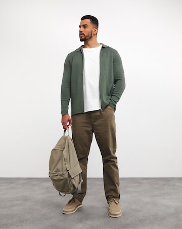 Green Cotton Knitted Zip Through Shirt