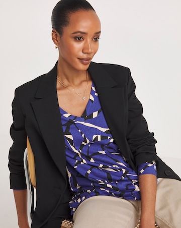 Printed V Neck Longline Top