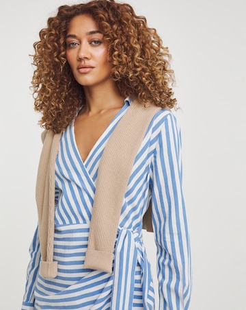 Stripe Tie Wrap Dress