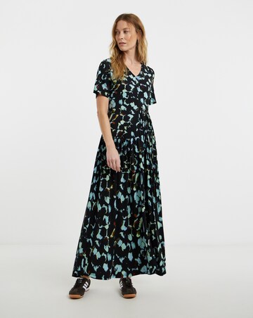 Asymmetric Pleated Panel Maxi Dress