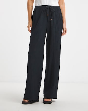 Crinkle Jersey Wide Leg Pull On Trouser