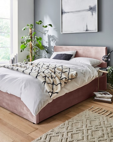 Hayden Velvet Ottoman Bed with 3 Layer Memory Foam Hybrid Mattress