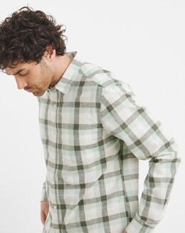 Long Sleeve Linen Check Shirt