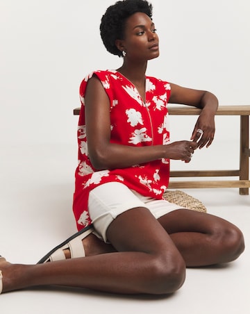 Printed Zip Front Top