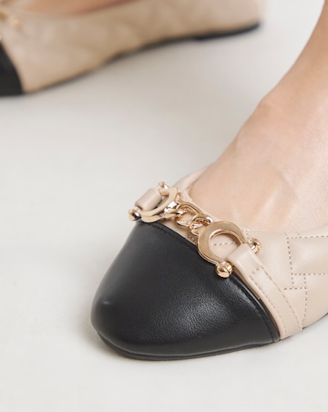 Ari Quilted Ballerinas With Trim - Extra Wide Fit (EEE)