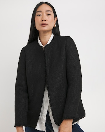 Collarless Boucle Blazer