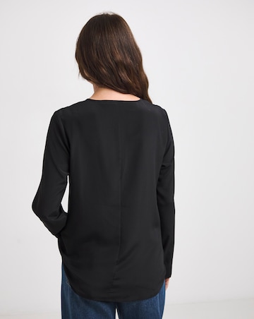 Black Tie Neck Cut Out Top