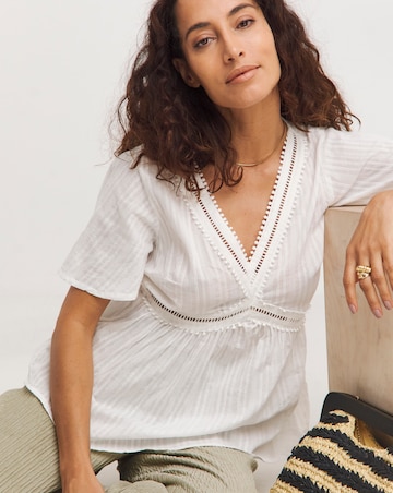 Trim Detail Flutter Sleeve Top