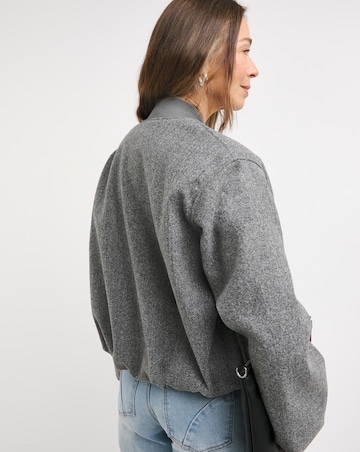 Grey Wool Like Bomber Jacket