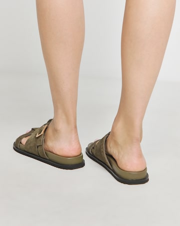 Anthology Cicero Suede Lasercut Detail Footbed Sandals Wide E Fit