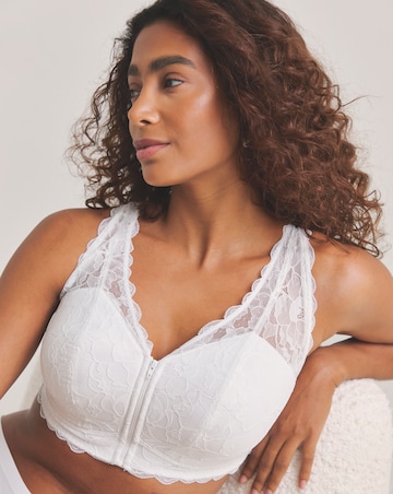 Pretty Secrets (2 Pack) Zip Front Fastening Lace Comfort Bras (B-F) Black/White