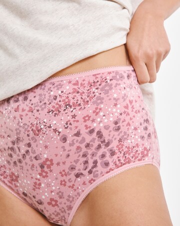 Pretty Secrets (7 Pack) Cotton Full Fit Brief Knickers Pink Animal