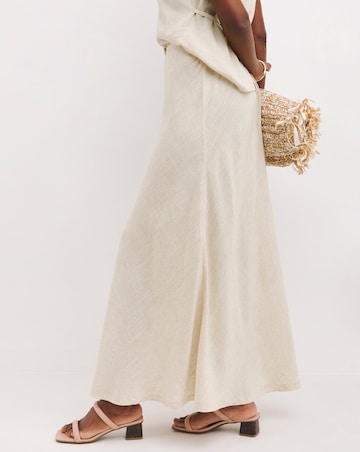 Sand Linen Mix Bias Cut Maxi Skirt
