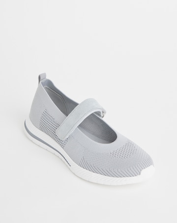 Cushion Walk Grey Mary Jane Leisure- Wide Fit (E)