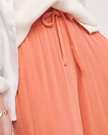 Apricot Crinkle Shirred Waist Wide Leg Trousers