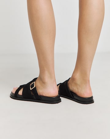 Anthology Cicero Suede Lasercut Detail Footbed Sandals Standard D Fit
