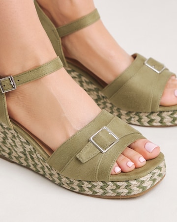 Agatha Buckle Wedge Espadrille Sandals - Wide Fit (E)