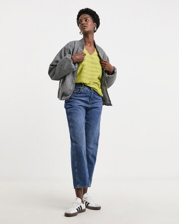 Pure Cotton Green V - Neck Broderie Top