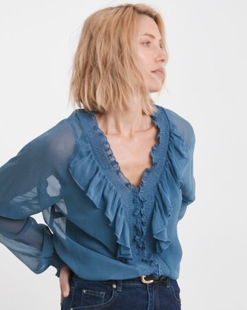 Ruffle Crinkle Chiffon Blouse