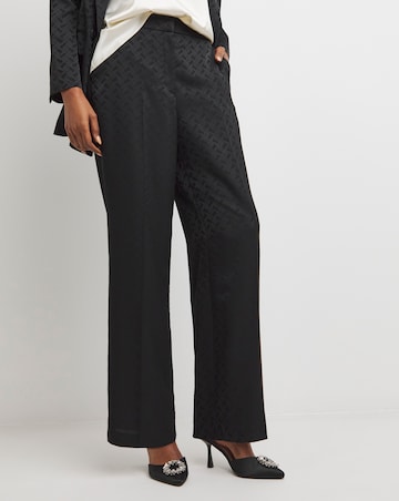 Satin Jacquard Wide Leg Trouser