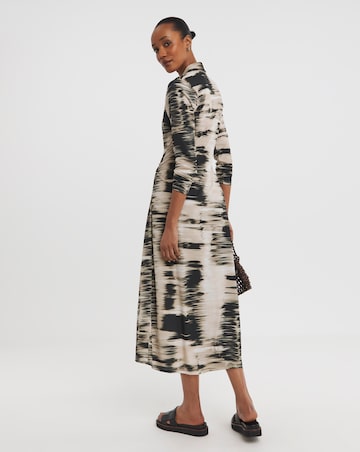 Blurred Stripe Wrap Shirt Dress