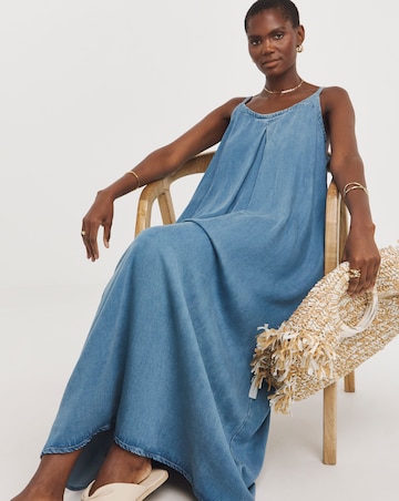 Blue Strappy Trapeze Maxi Dress