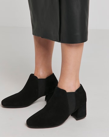 Heavenly Soles Colette Leather Mid Block Heel Shoe Boots - Extra Wide Fit (EEE)