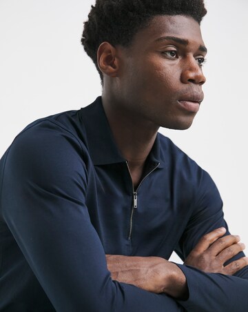 Premium 100% Mercerised Zip Neck Polo- Navy
