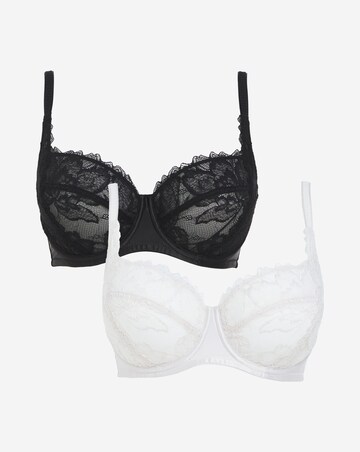 Pretty Secrets (2 Pack) Willow Stretch Lace Balcony Bras (B-F) Black/Cream