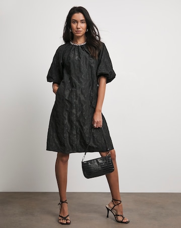 Joanna Hope Jacquard Shift Dress With Diamante Trim