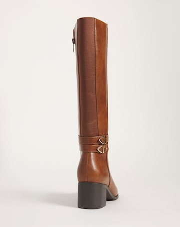 Cushion Walk Block Heel Knee High Boot Extra Wide EEE Fit Standard Calf