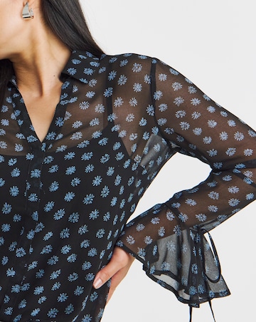 Georgette Frill Cuff Collar Blouse