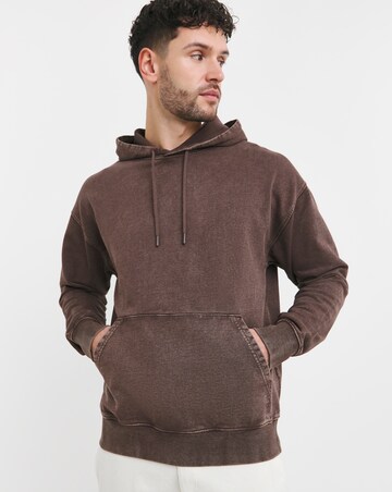 Garment Dyed Relaxed Fit Overhead Hoodie- Chocolate