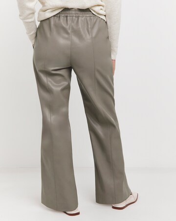 Grey PU Leather Look Drawstring Wide Leg Trouser