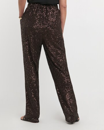 Chocolate Sequin Straight Leg Trouser
