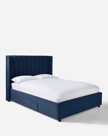 Eloise Winged Velvet Storage Bed with 3 Layer Memory Foam Hybrid Mattress