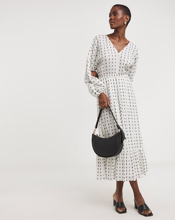 Cotton Dobby Balloon Sleeve Maxi Dress