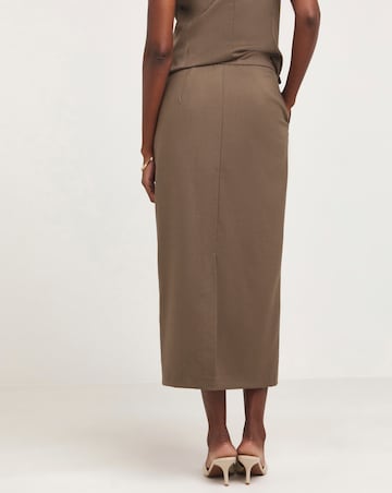 Neutral Midaxi Tailored Pencil Skirt